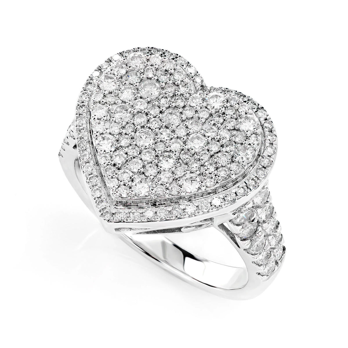 Two Layer Diamond Heart Cocktail Ring
