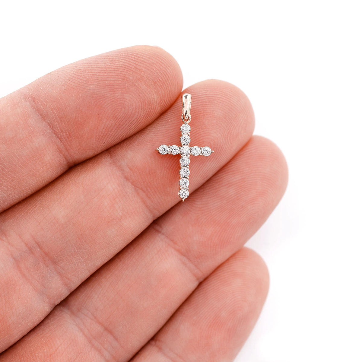 One Row Miracle Set Diamond Cross Pendant 0.12ctw