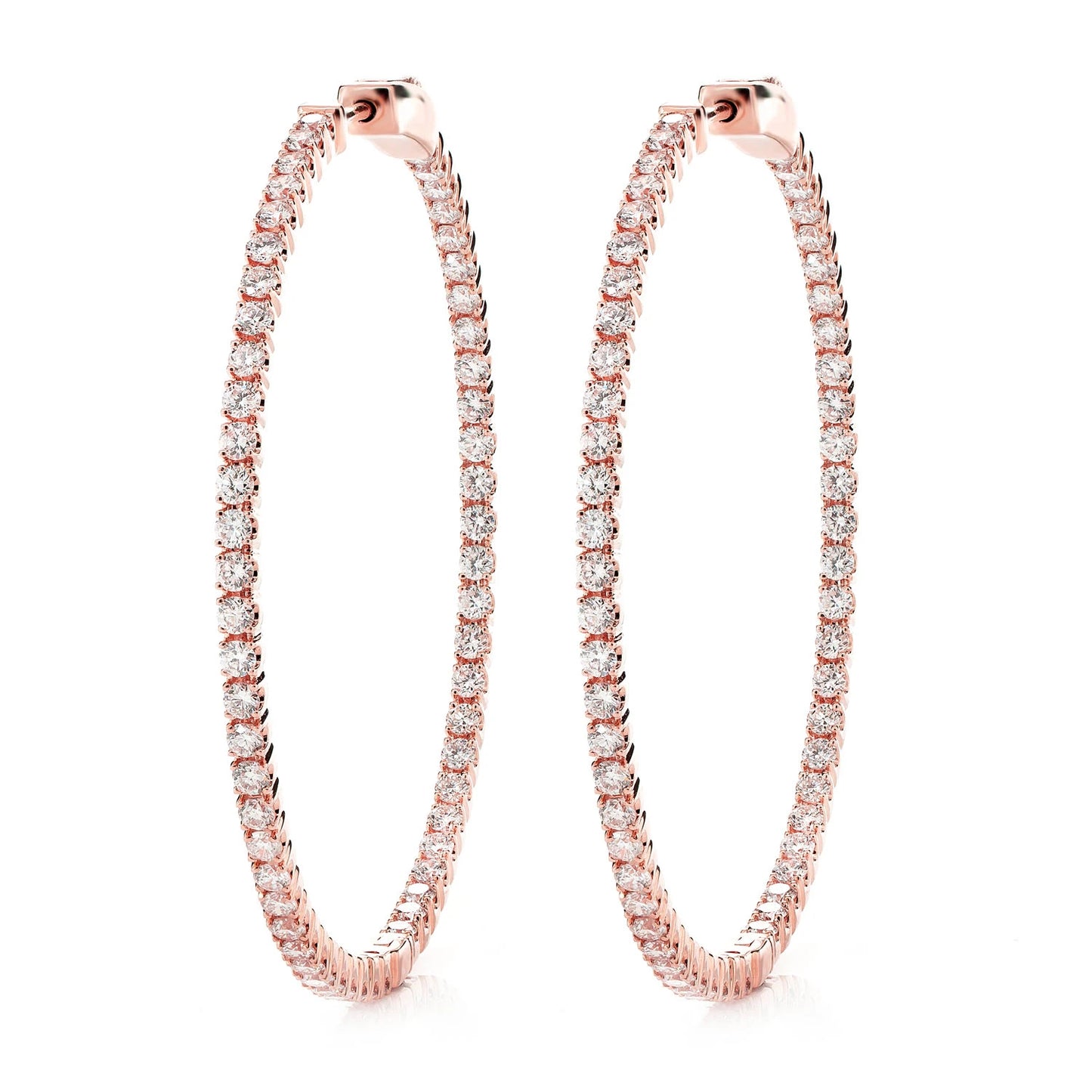 Large Diamond Inside Outside Hoop Earrings