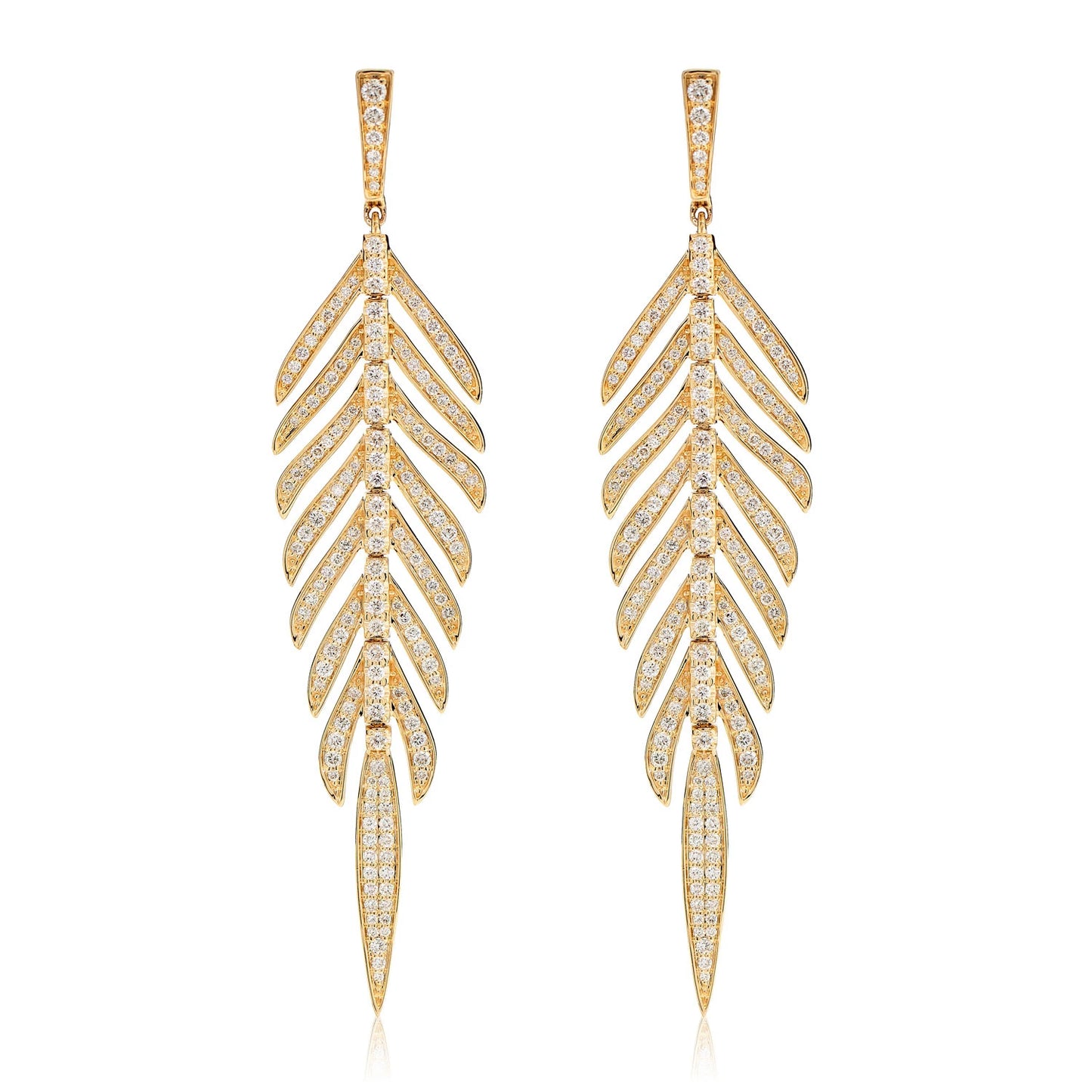 Diamond Dangling Leaf Earrings