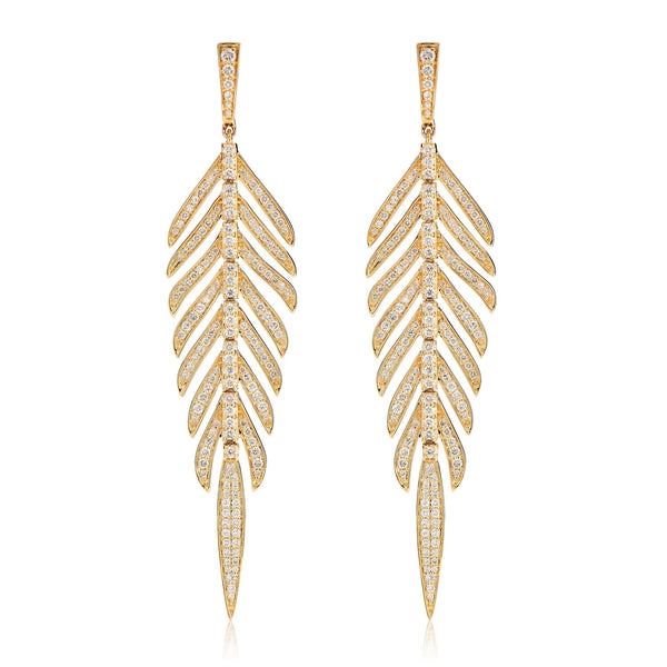 Diamond Dangling Leaf Earrings