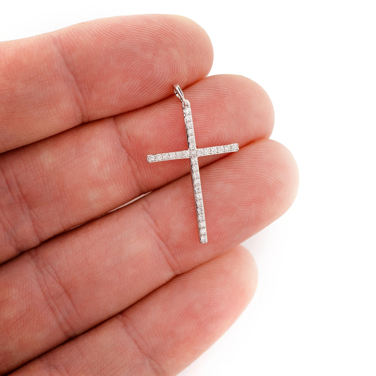 Minimalist Long Diamond Cross Pendant 0.25ctw