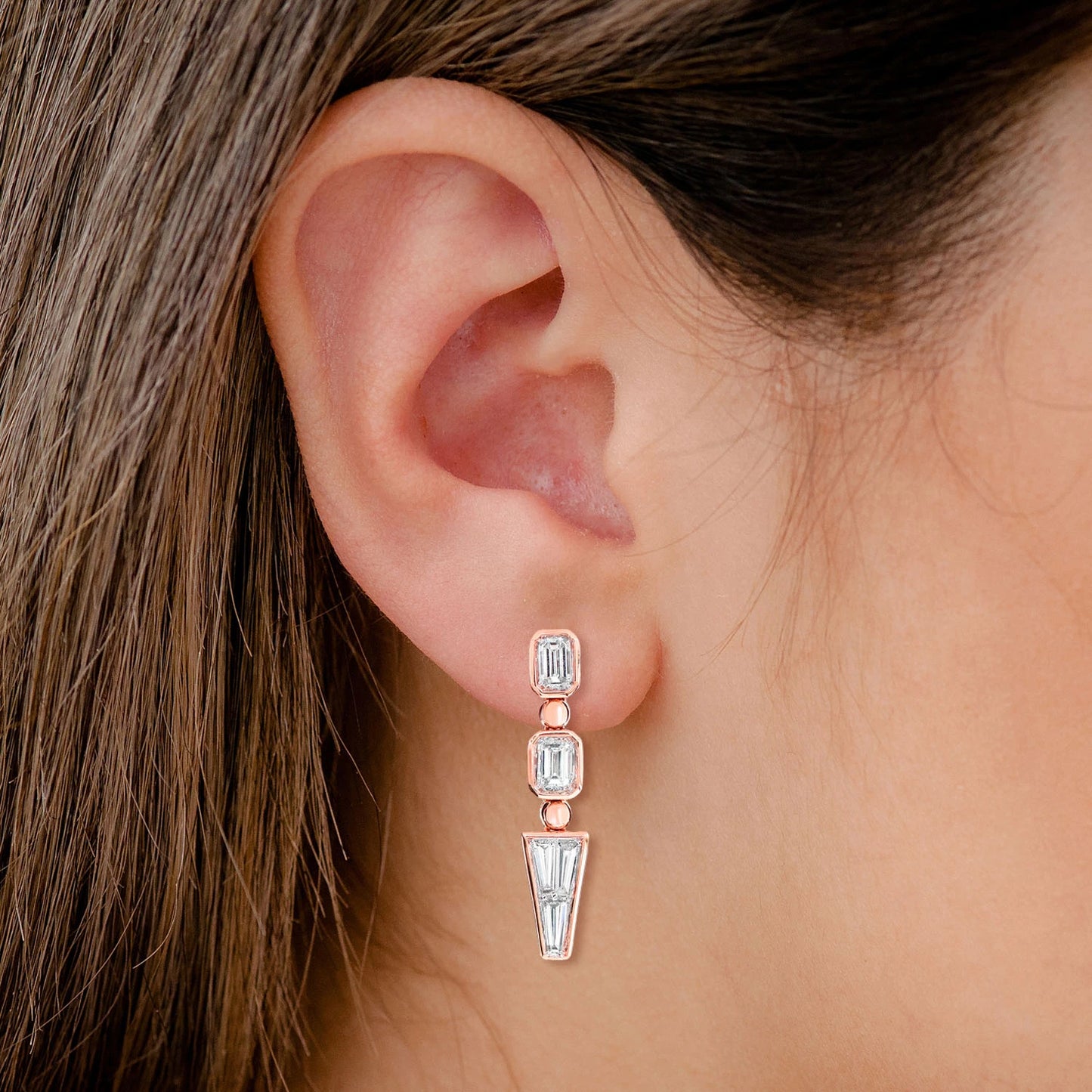 Diamond Baguette Trapezoid Dangle Earrings