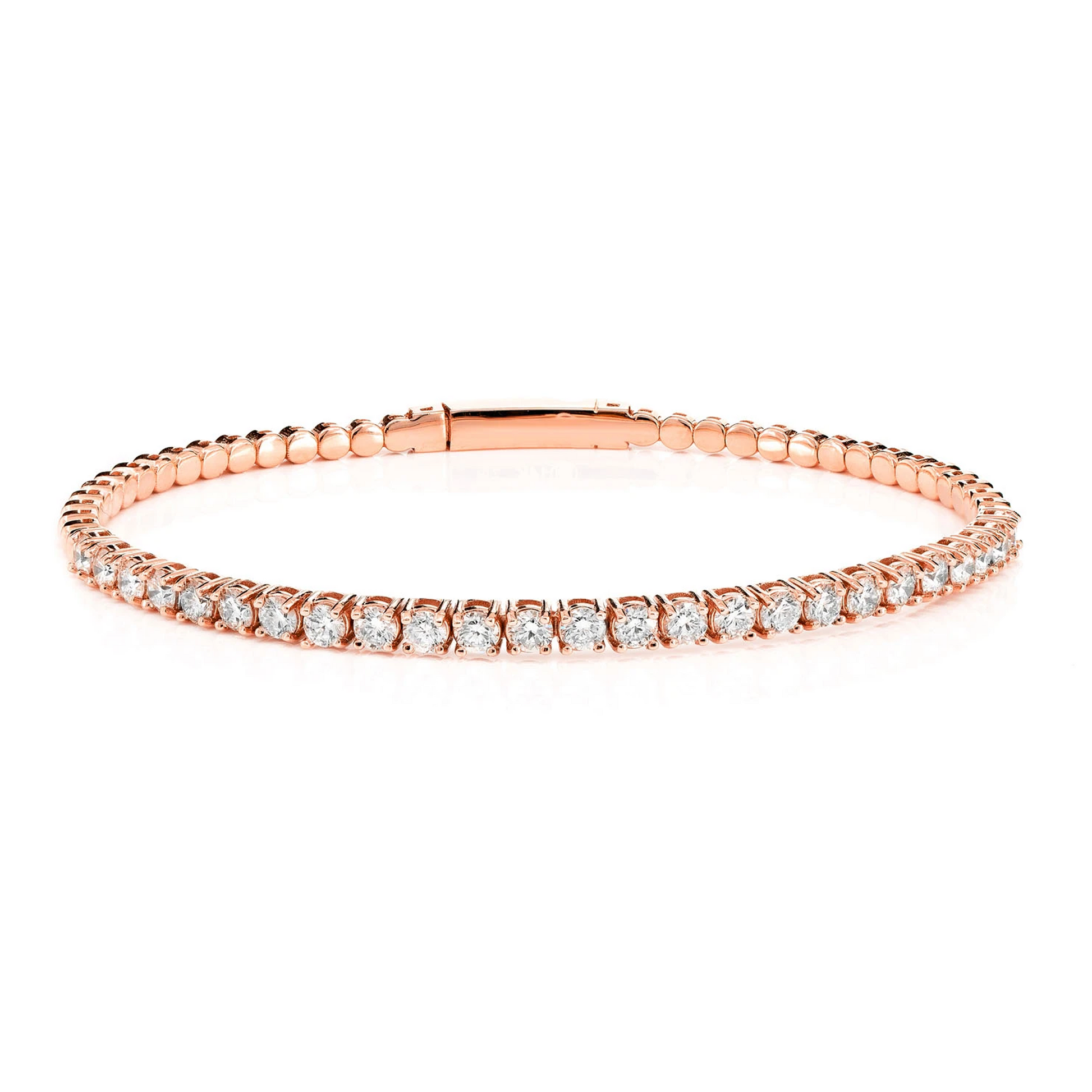 Prong Diamond Flex Bangle in 14K rose gold, 7pt / 2.00ctw, front view
