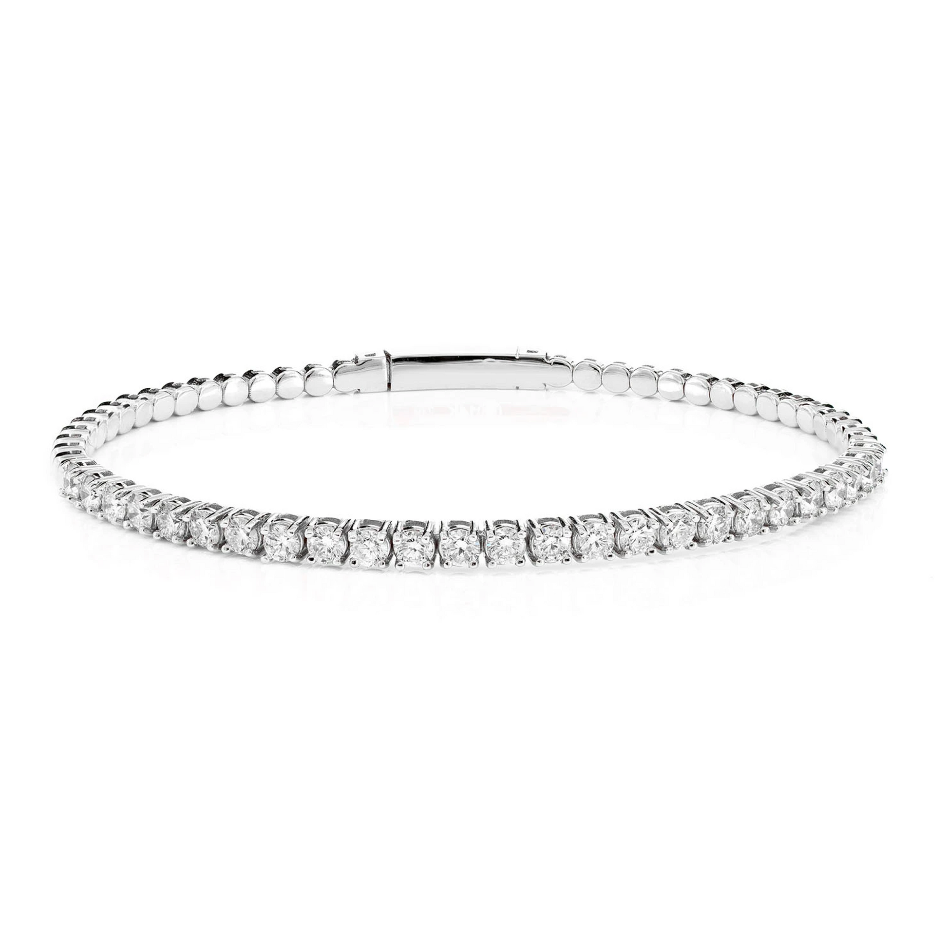 Prong Diamond Flex Bangle in 14K white gold, 7pt / 2.00ctw, front view