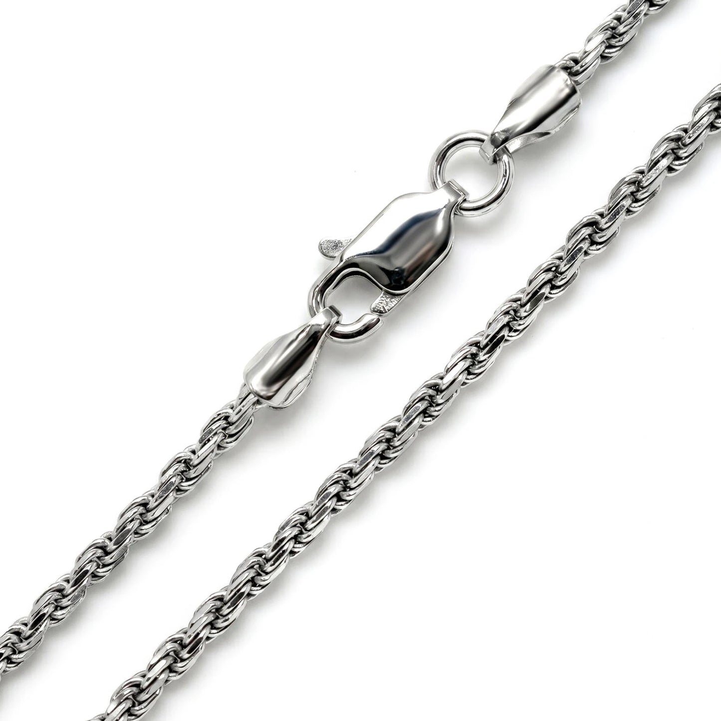 Sterling Silver Rope Chain in 925 sterling silver, 2mm width, detail view