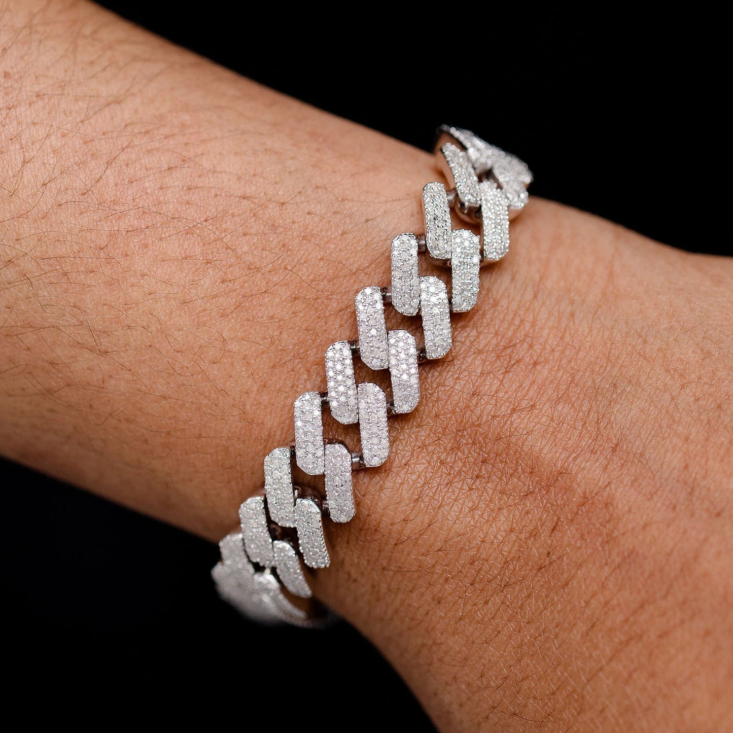 Sterling Silver 9mm Miami Cuban Diamond Bracelet