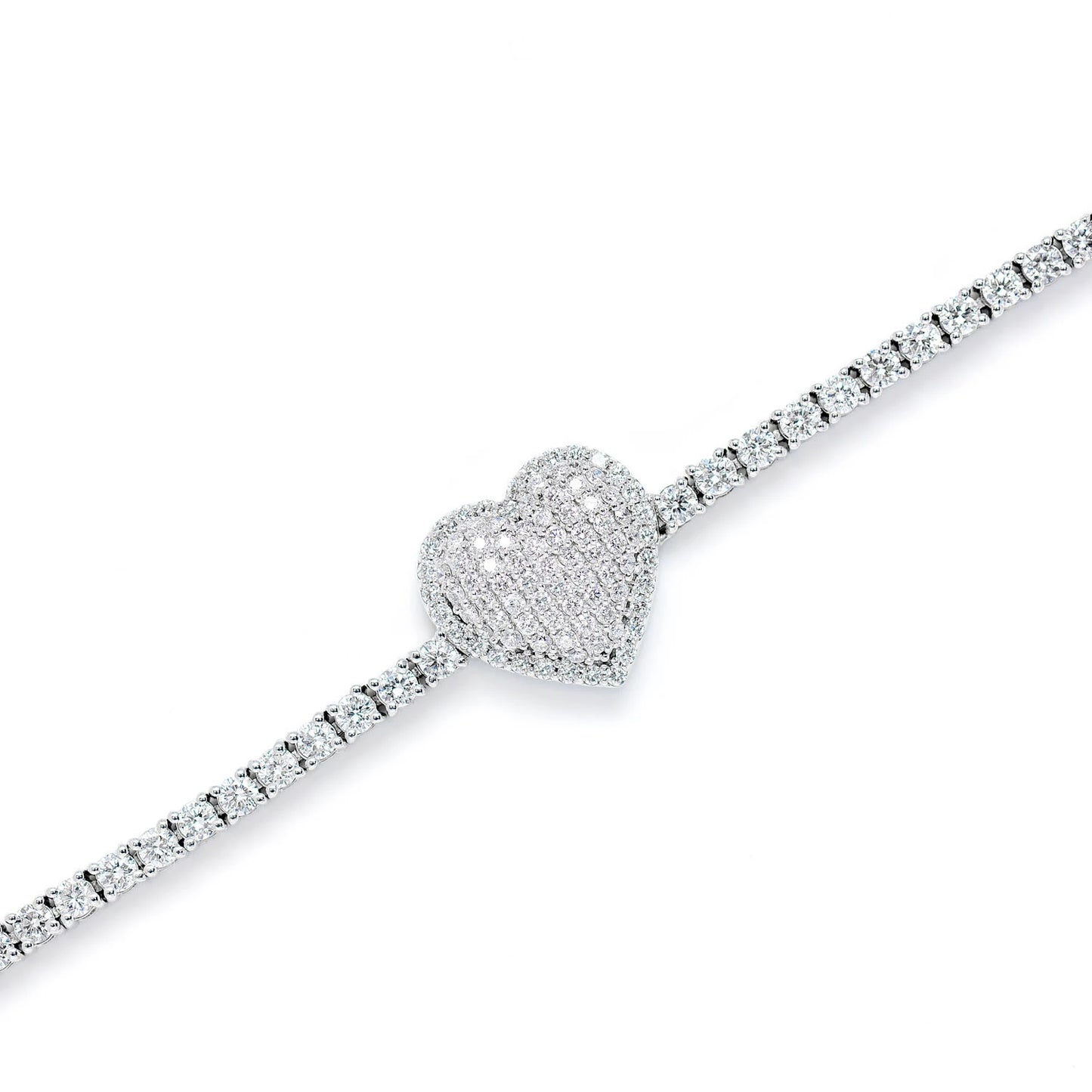 Sterling Silver Bubbly Heart Lab Diamond Bracelet