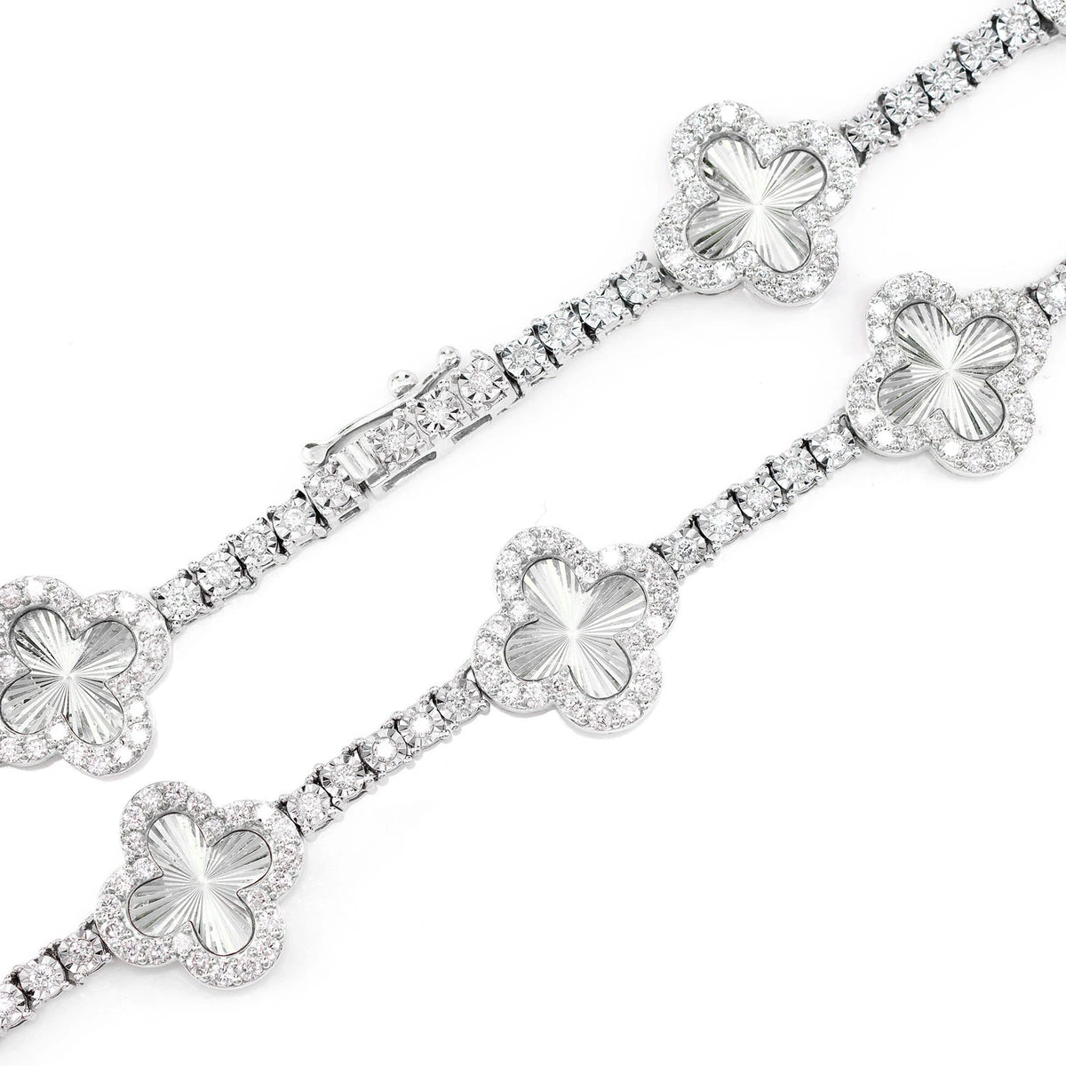 Miracle Clover Link Diamond Tennis Necklace