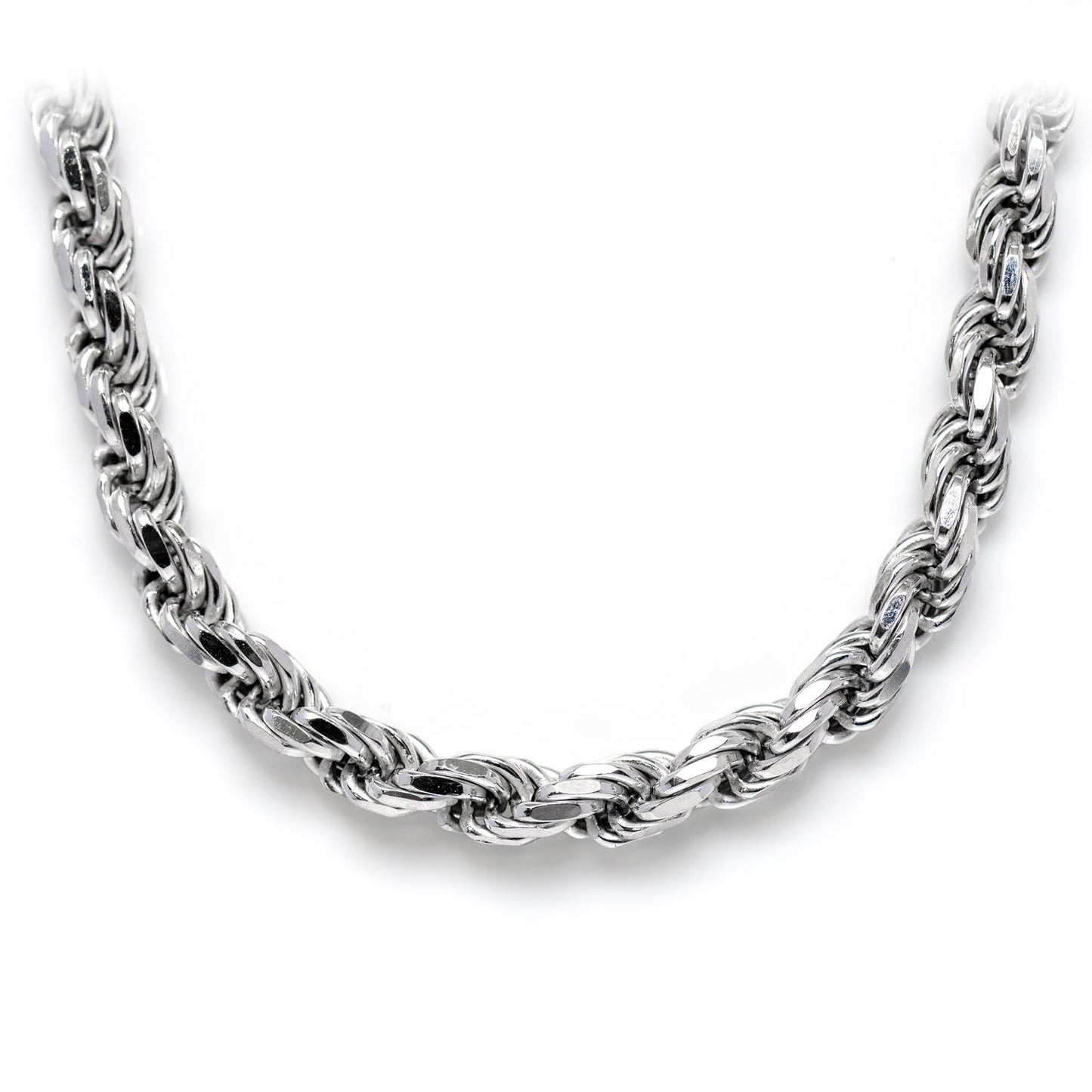 Sterling Silver Rope Chain in 925 sterling silver, 4.5mm width, front view