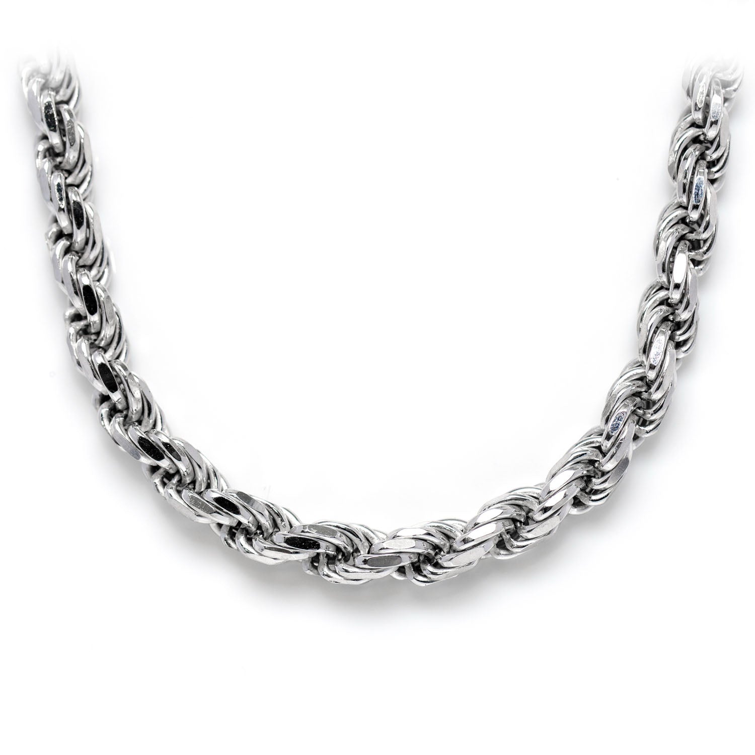 Sterling Silver Rope Chain in 925 sterling silver, 4.5mm width, front view