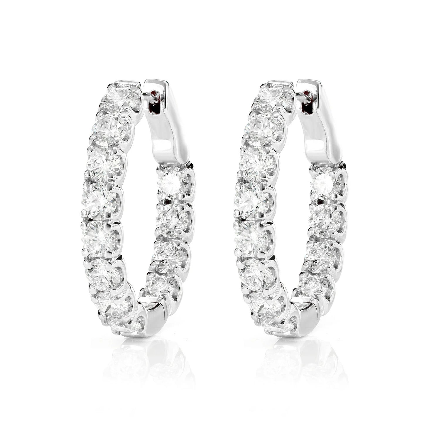 20pt Inside Outside Diamond Hoop Earrings