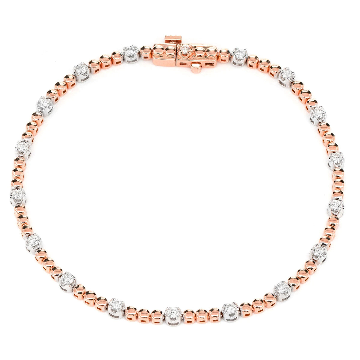 Crown Set Beaded Diamond Link Bracelet | 14K Gold | Icebox
