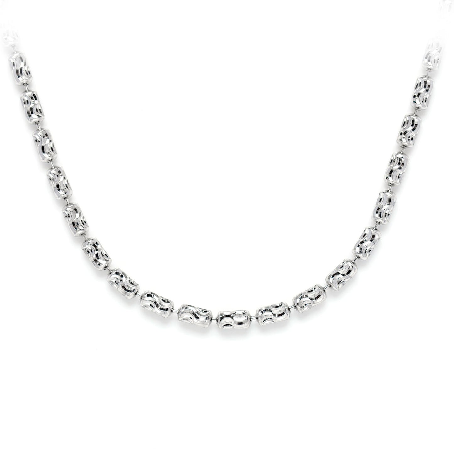 Sterling Silver Beaded Swirl Chain in 925 sterling silver, 2.5mm width, front view