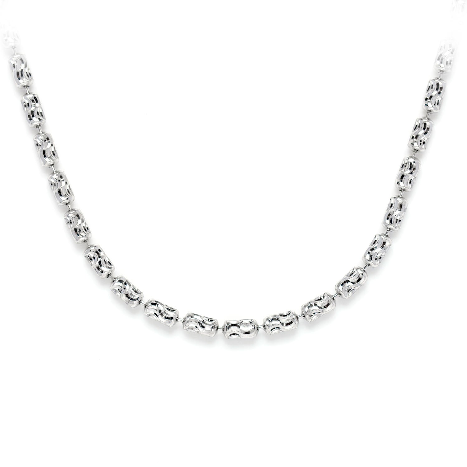 Sterling Silver Beaded Swirl Chain in 925 sterling silver, 2.5mm width, front view