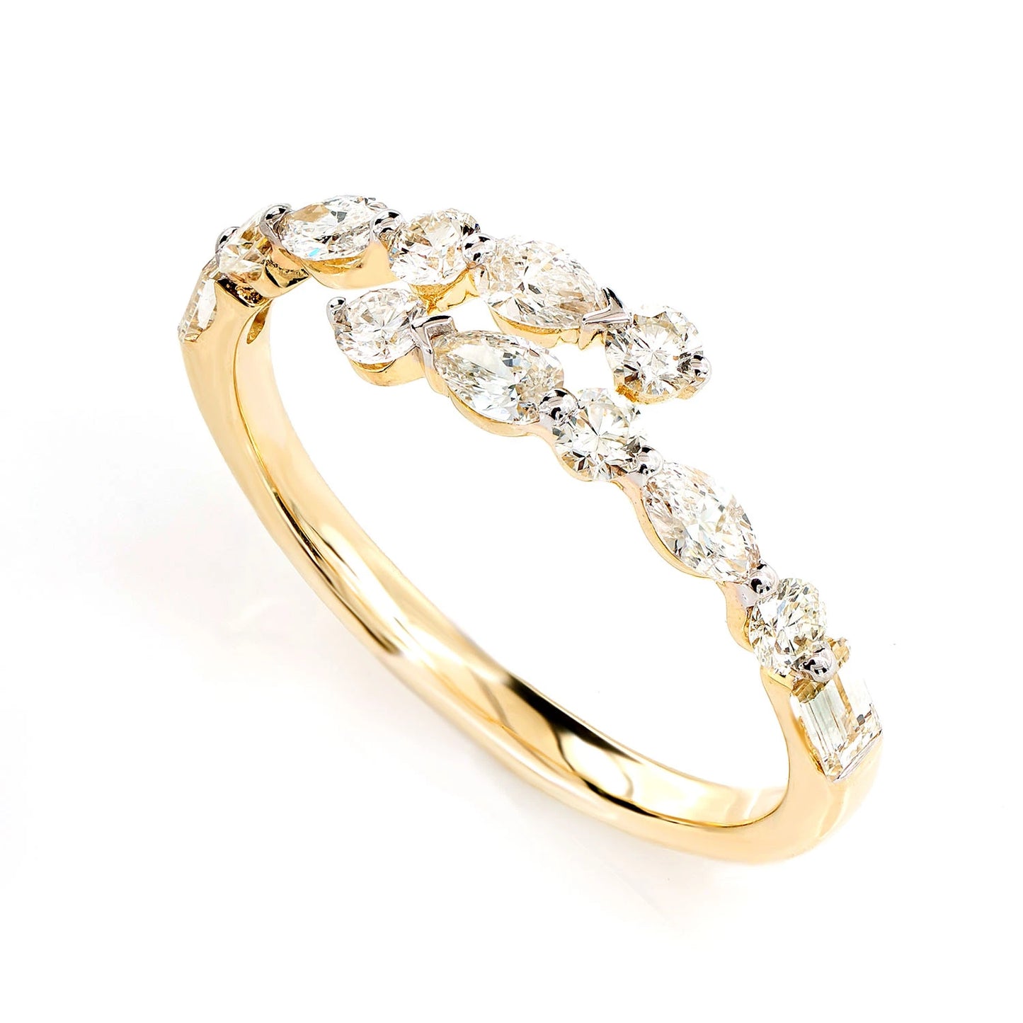 Multi-Shape Diamond Bypass Band in 14K rose gold, alternate view 3
