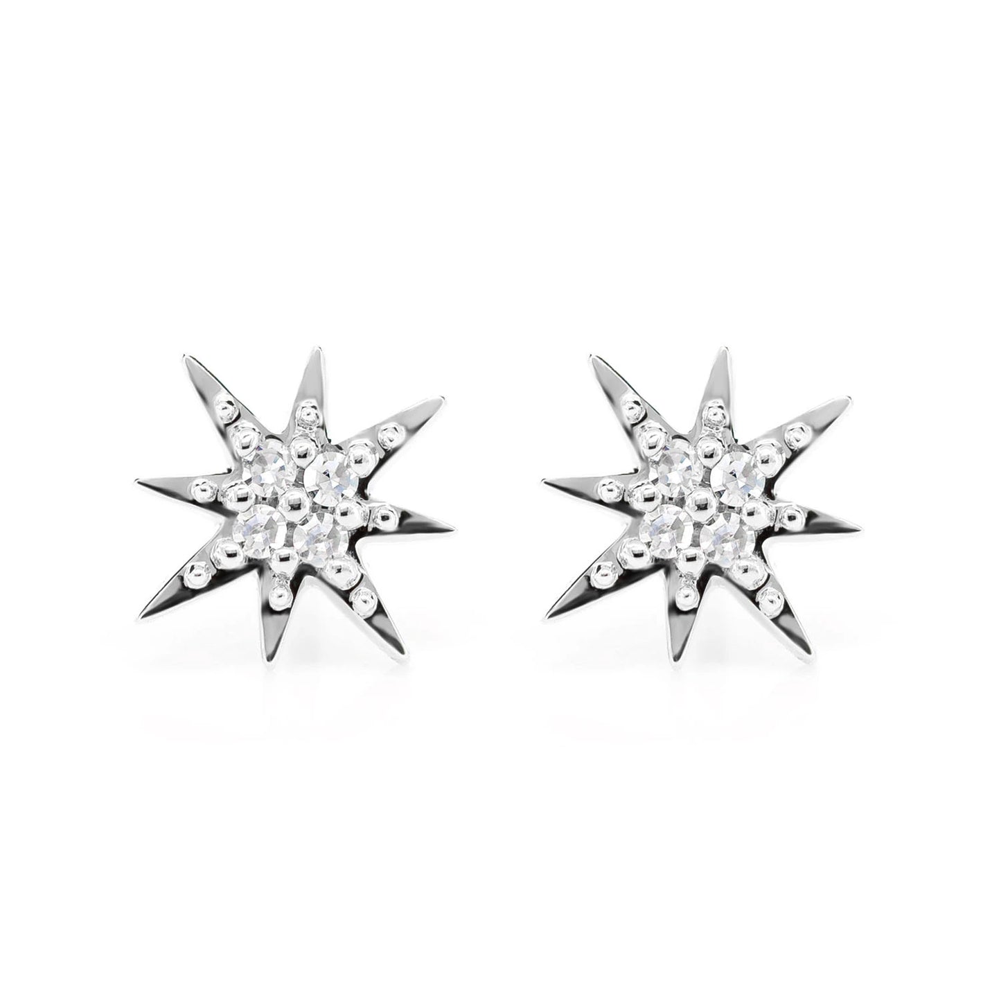 Diamond Shining Star Stud Earrings