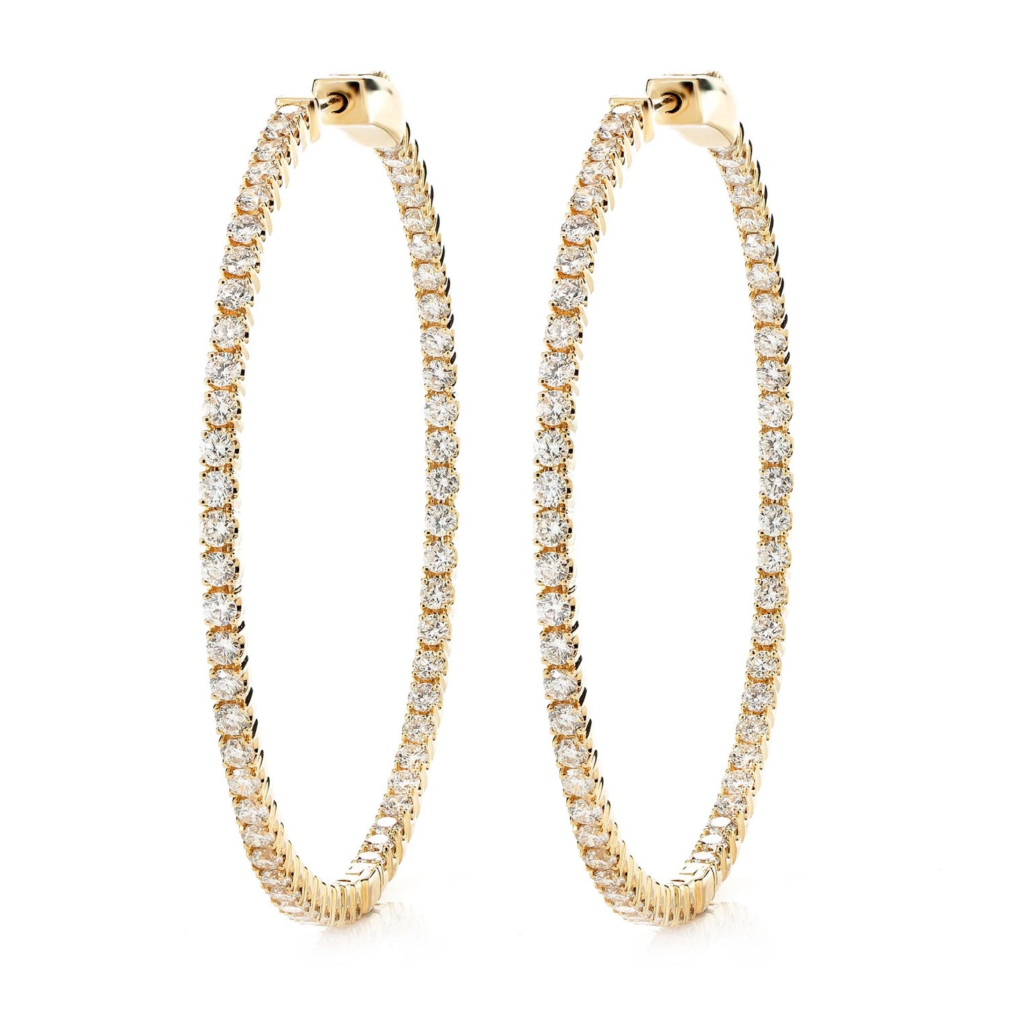 Large Diamond Inside Outside Hoop Earrings