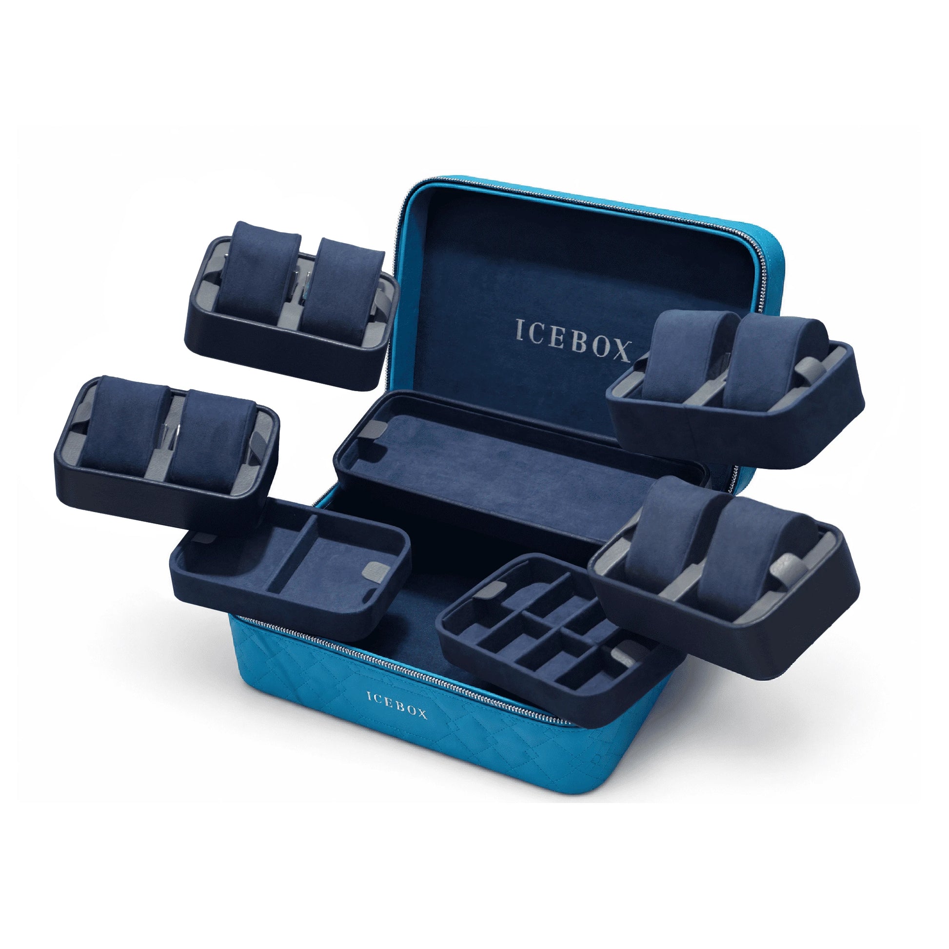 Icebox Large Traveler Case in blue, 8-watch capacity, detail view 2