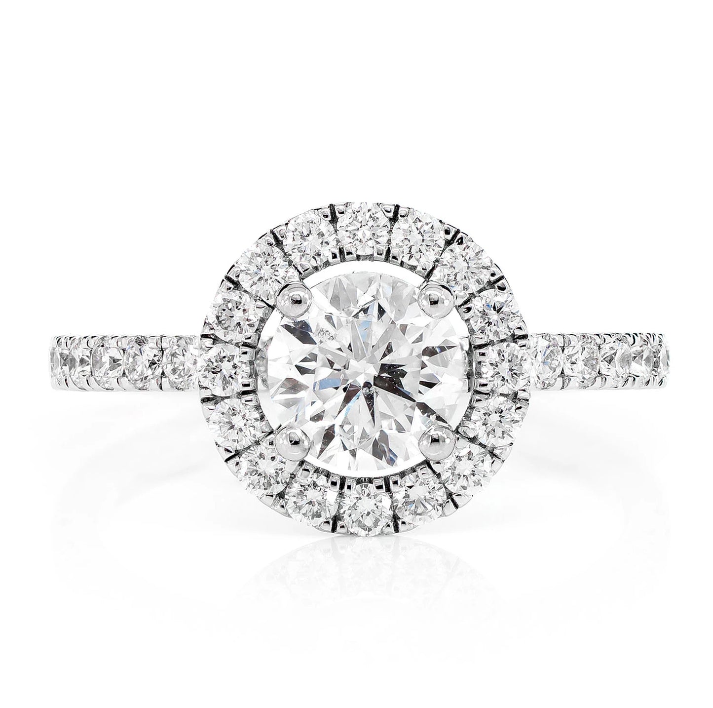 One Row Halo Diamond Engagement Ring