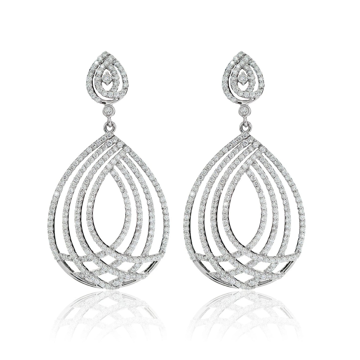 Dangling Open Tear Drop Diamond Earring