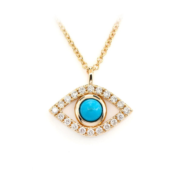Turquoise & Diamond Evil Eye Necklace