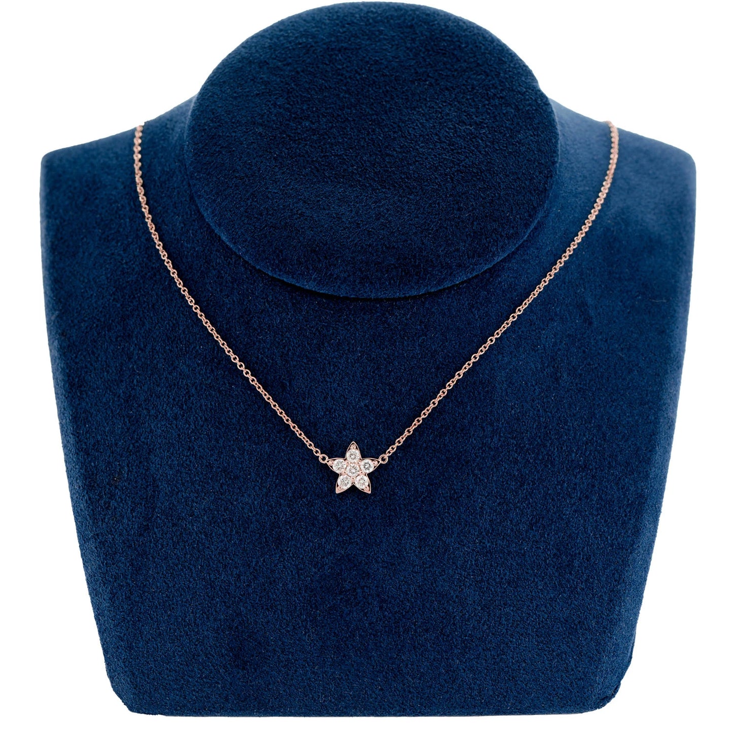 Diamond Star Necklace in 14K rose gold, angled view