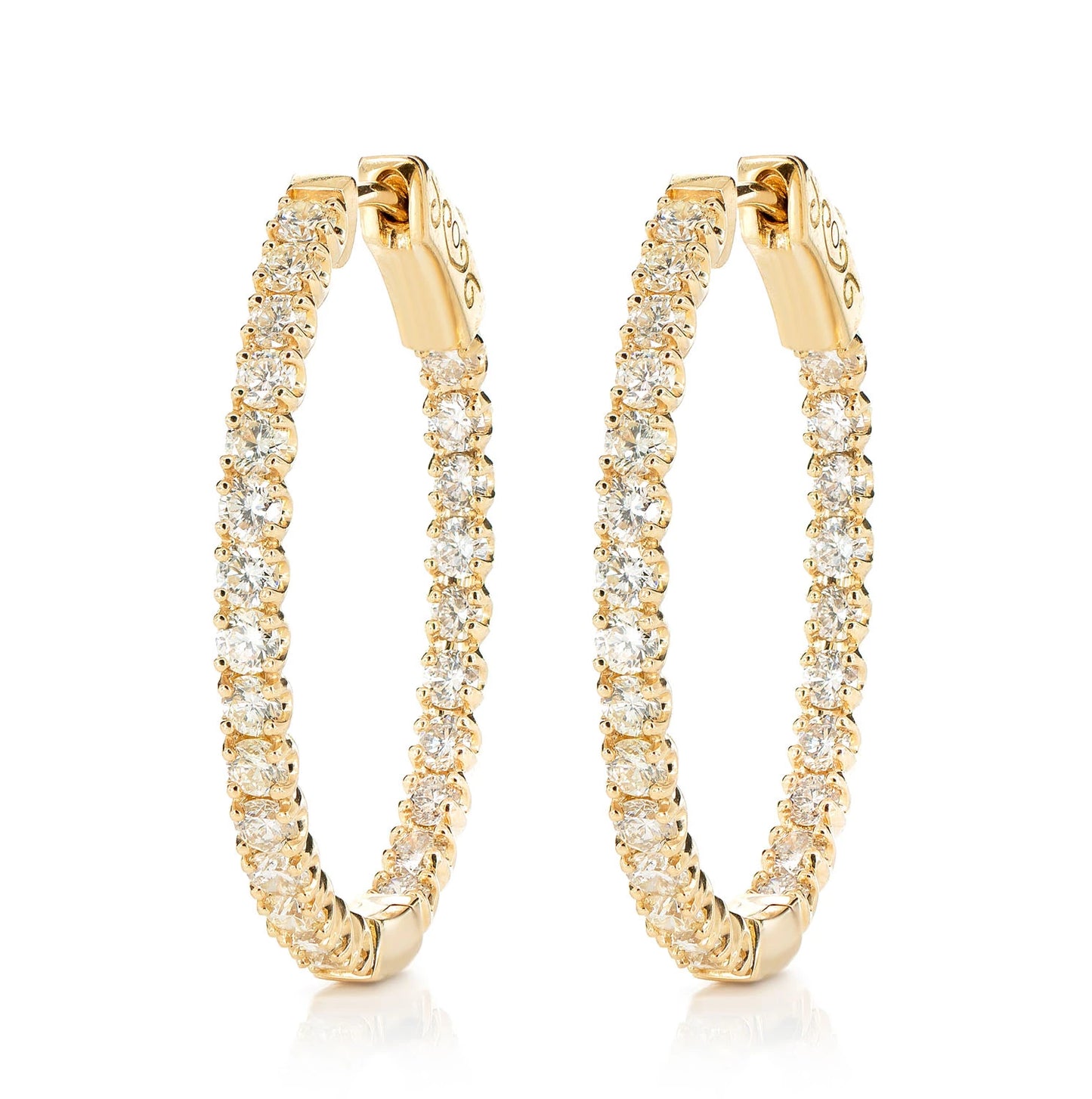 4pt Diamond Inside Outside Hoop Earrings