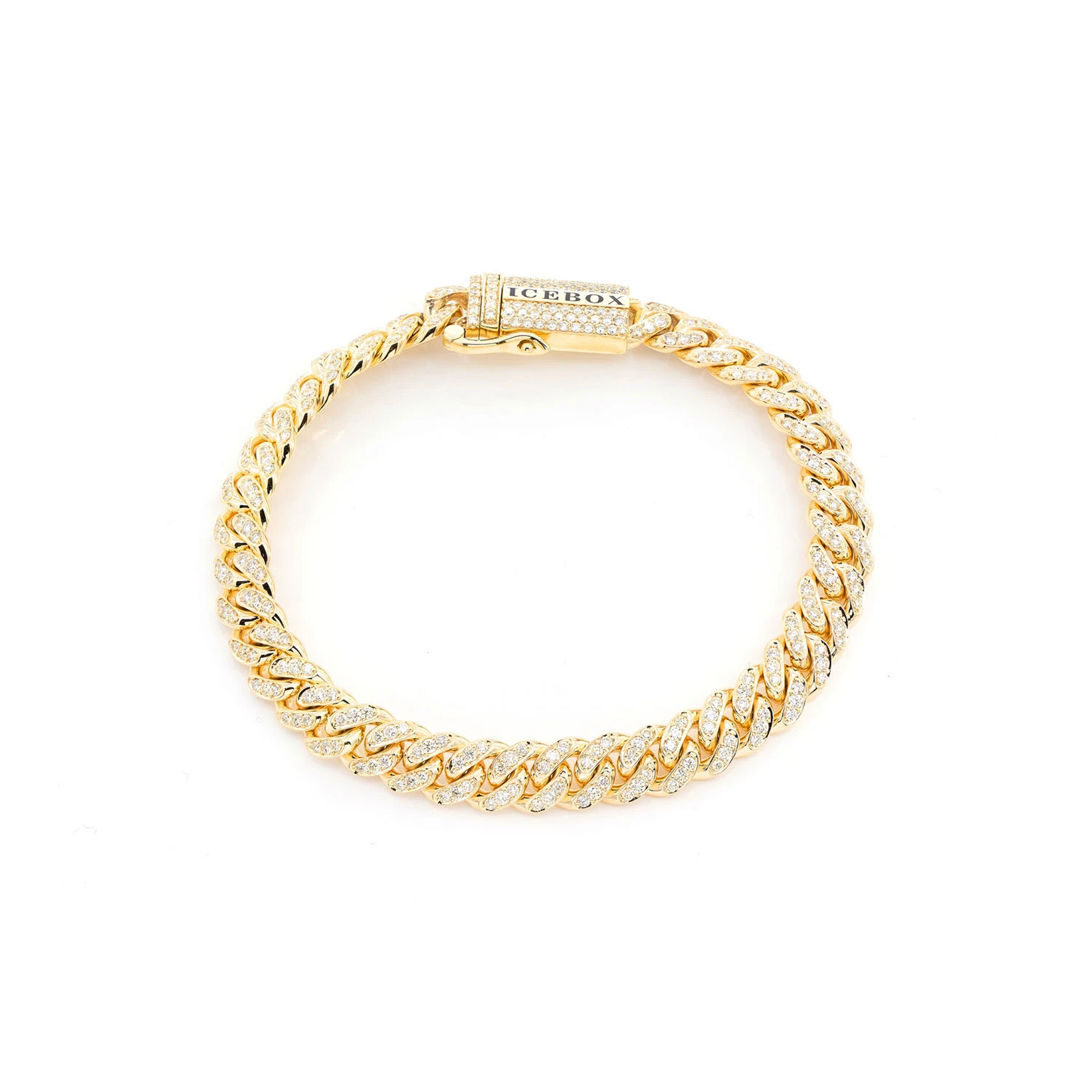 Miami Cuban Diamond Bracelet in 14K yellow gold, 8mm /4.00ctw width, front view