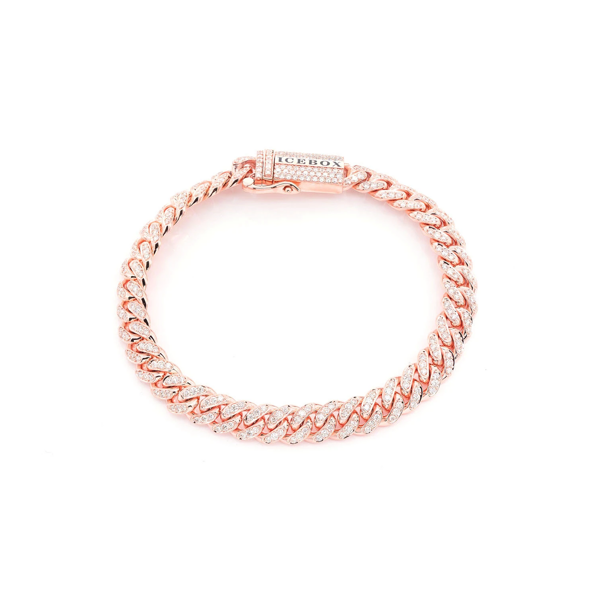 Miami Cuban Diamond Bracelet in 14K rose gold, 8mm /4.00ctw width, front view