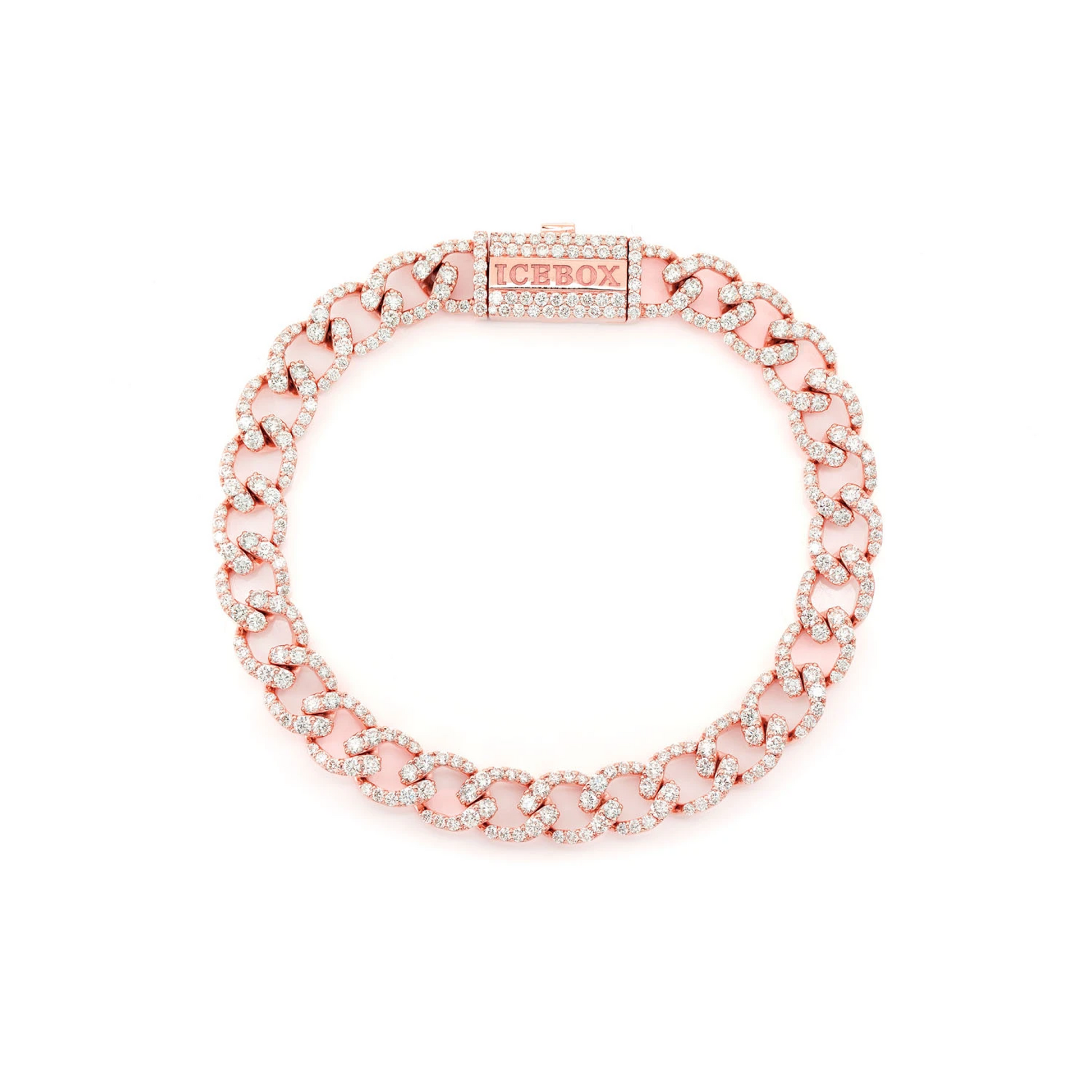 Elongated Cuban Diamond Bracelet in 14K rose gold, 8mm / 6.25ctw width, front view