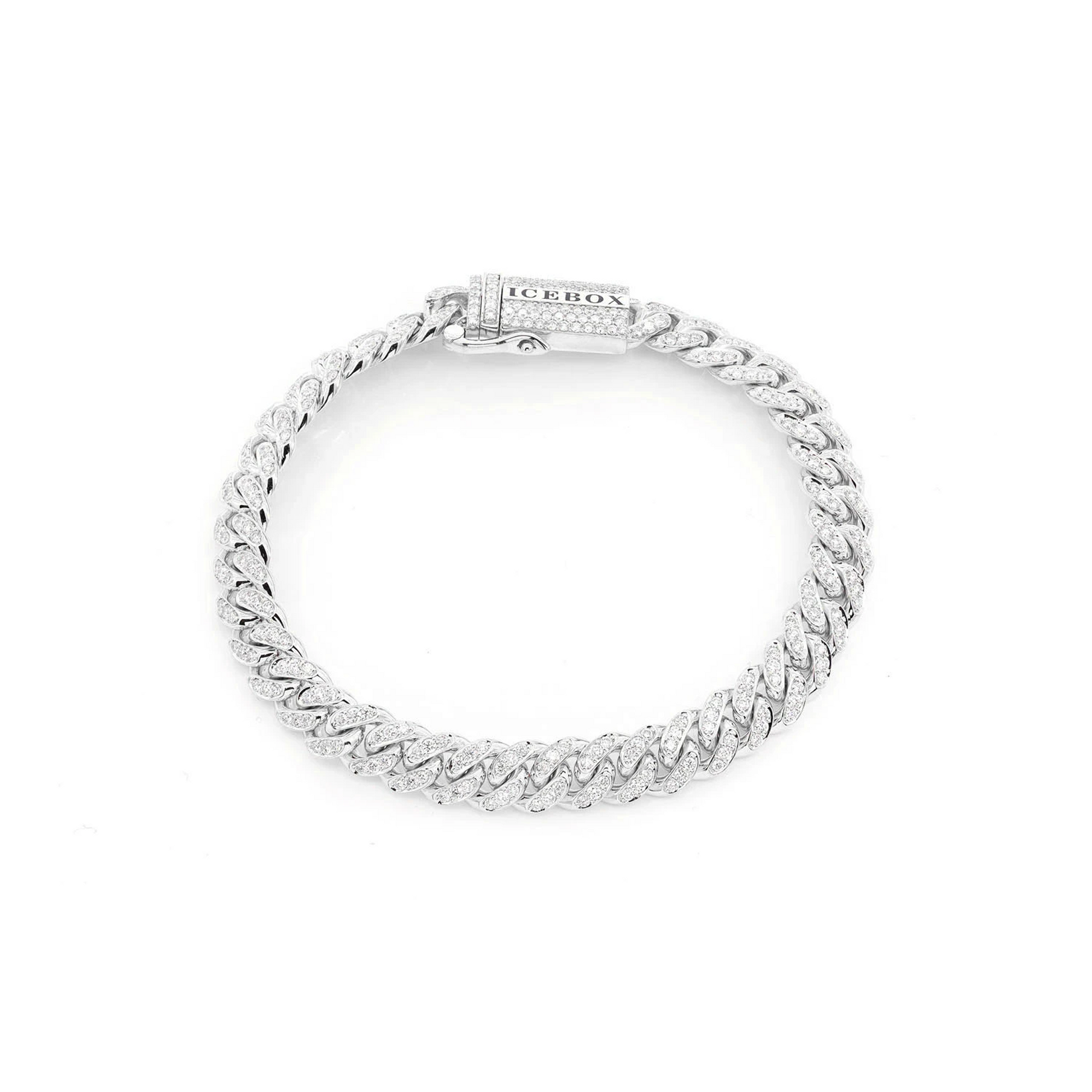 Miami Cuban Diamond Bracelet in 14K white gold, 8mm /4.00ctw width, front view
