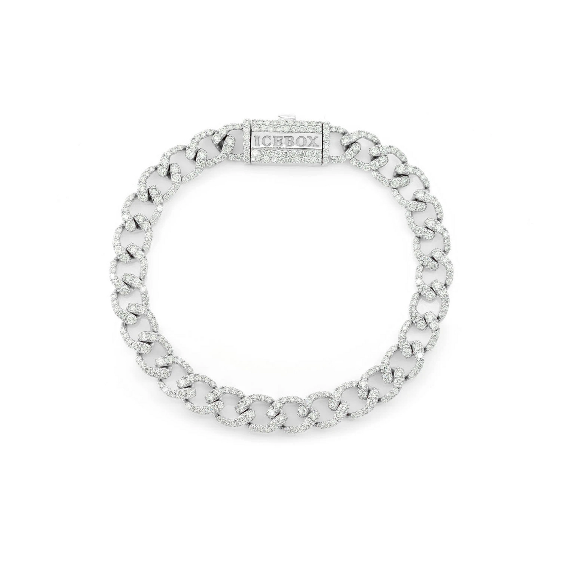 Elongated Cuban Diamond Bracelet in 14K white gold, 8mm / 6.25ctw width, front view