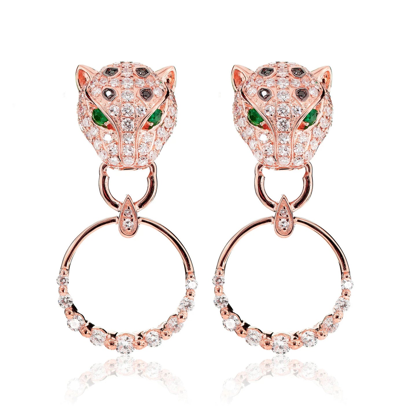 Diamond Leopard Hoop Earrings