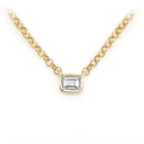 Baguette Solitaire Diamond Pendant