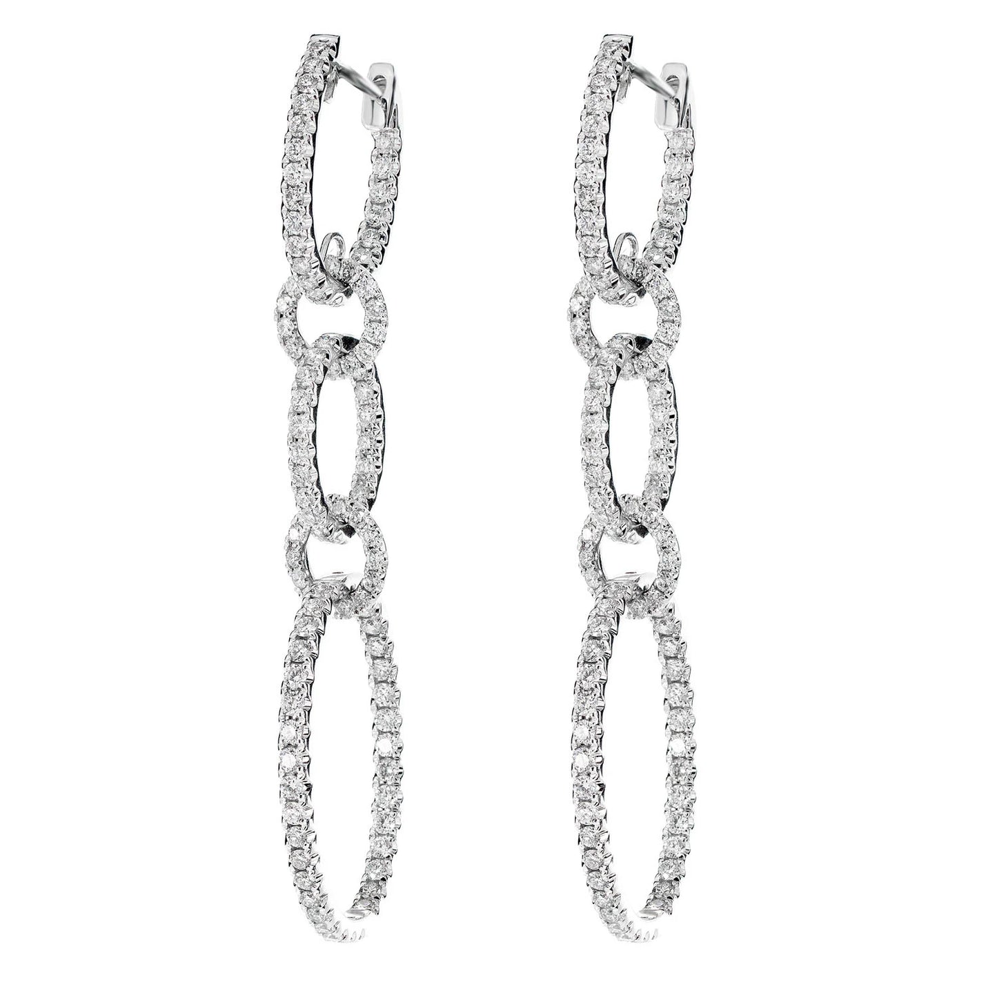 Diamond Inside Outside Interlocked Dangle Earrings