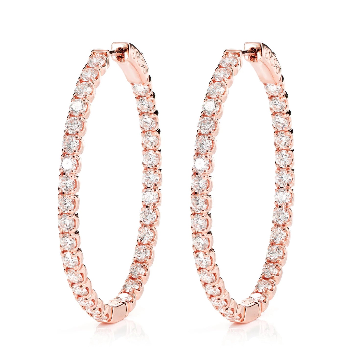Oval Diamond Inside Outside Hoop Earrings 5.00ctw