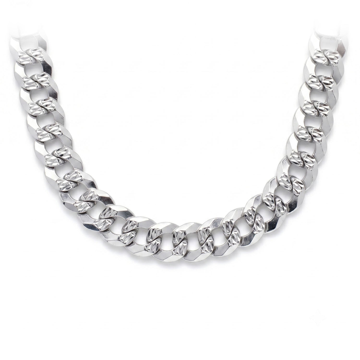Sterling Silver Flat Curb Chain in 925 sterling silver, 7.5mm width, front view