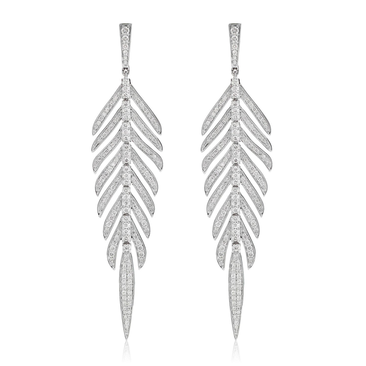 Diamond Dangling Leaf Earrings