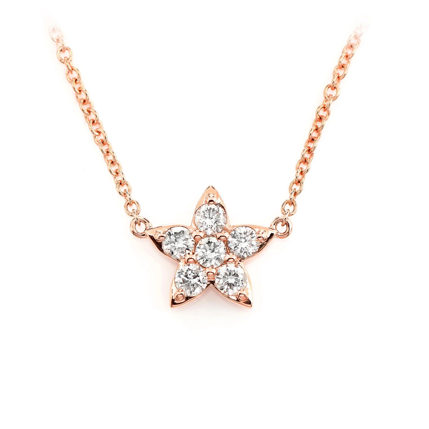 Diamond Star Necklace in 14K rose gold, front view