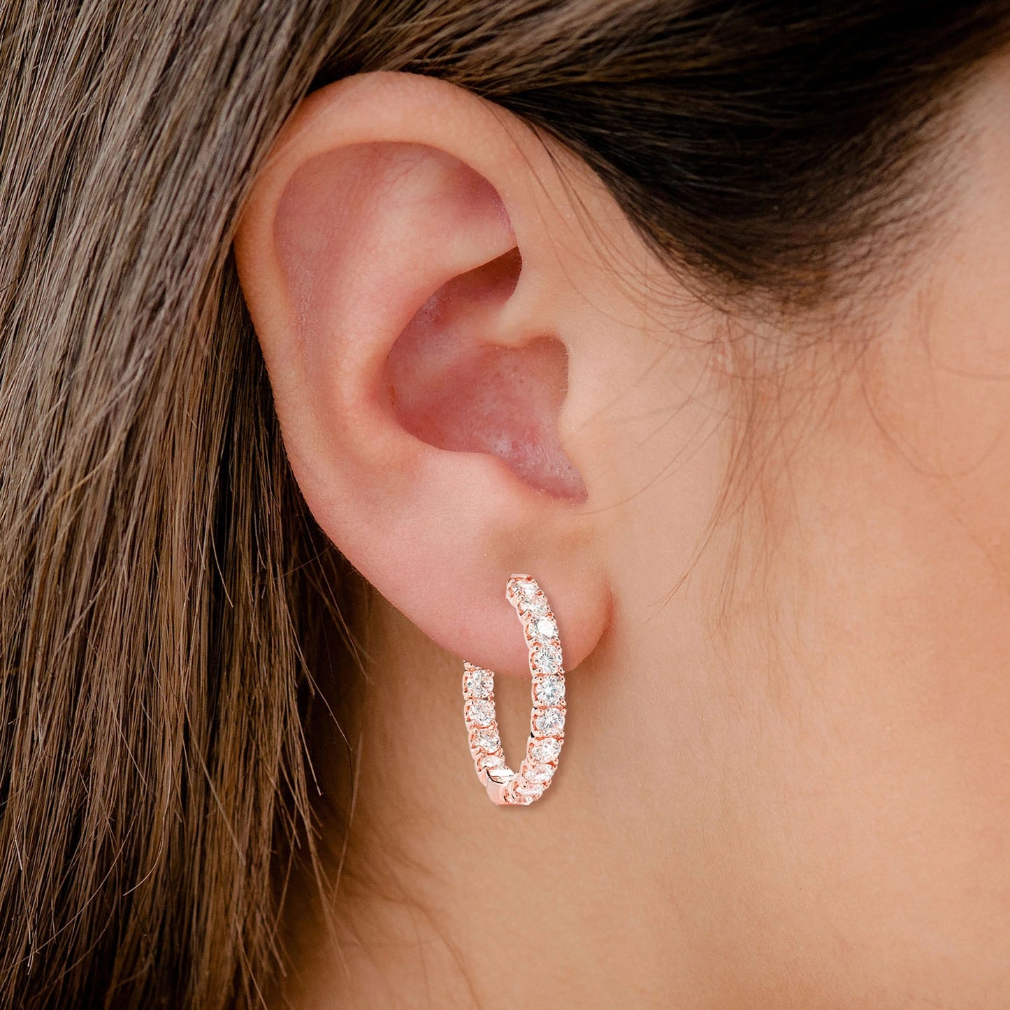 25pt Diamond Inside Outside Hoop Earrings