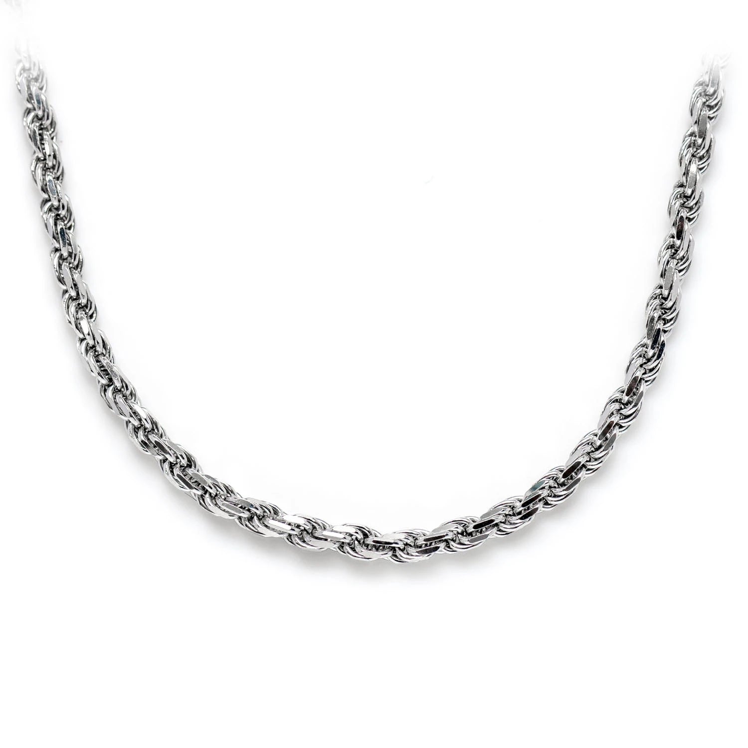 Sterling Silver Rope Chain in 925 sterling silver, 2.5mm width, front view