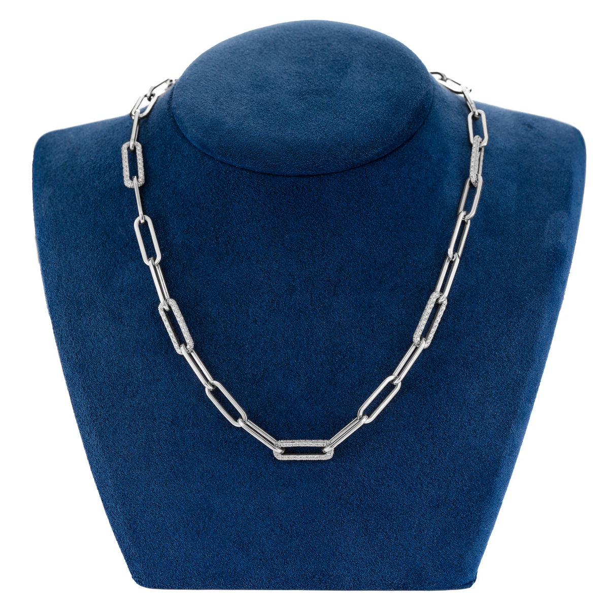 Alternating Elongated Diamond Rolo Link 17.5in Necklace