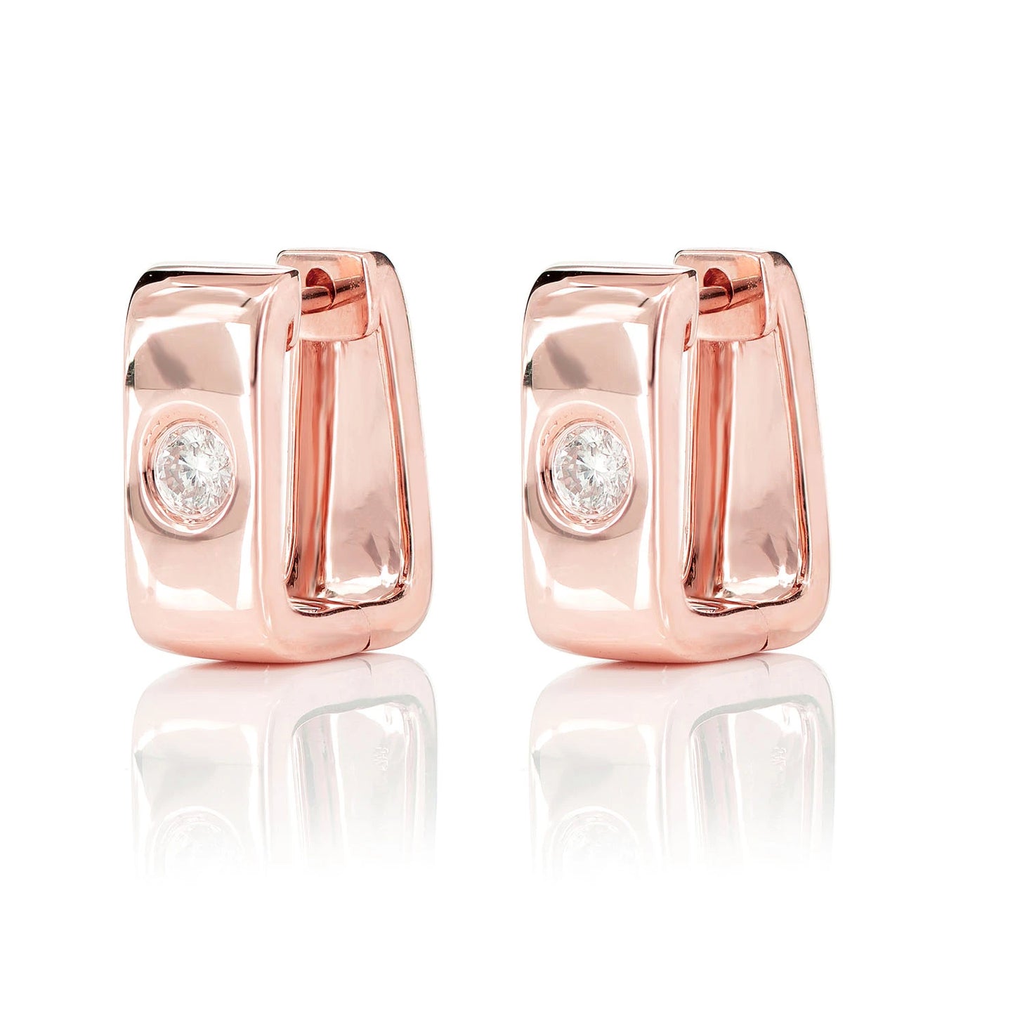 Rectangular Gypsy Set Diamond Hoop Earrings