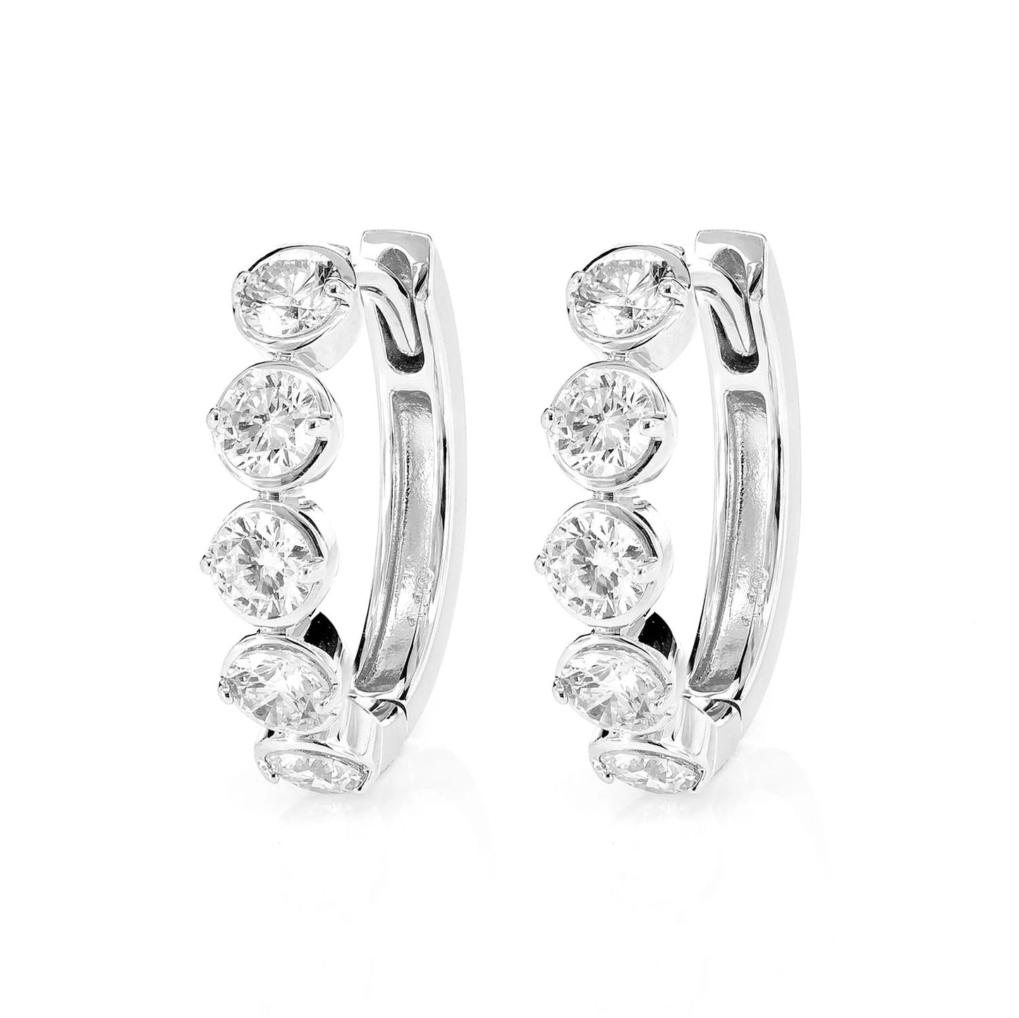 Diamond Huggie Bezel Hoop Earrings