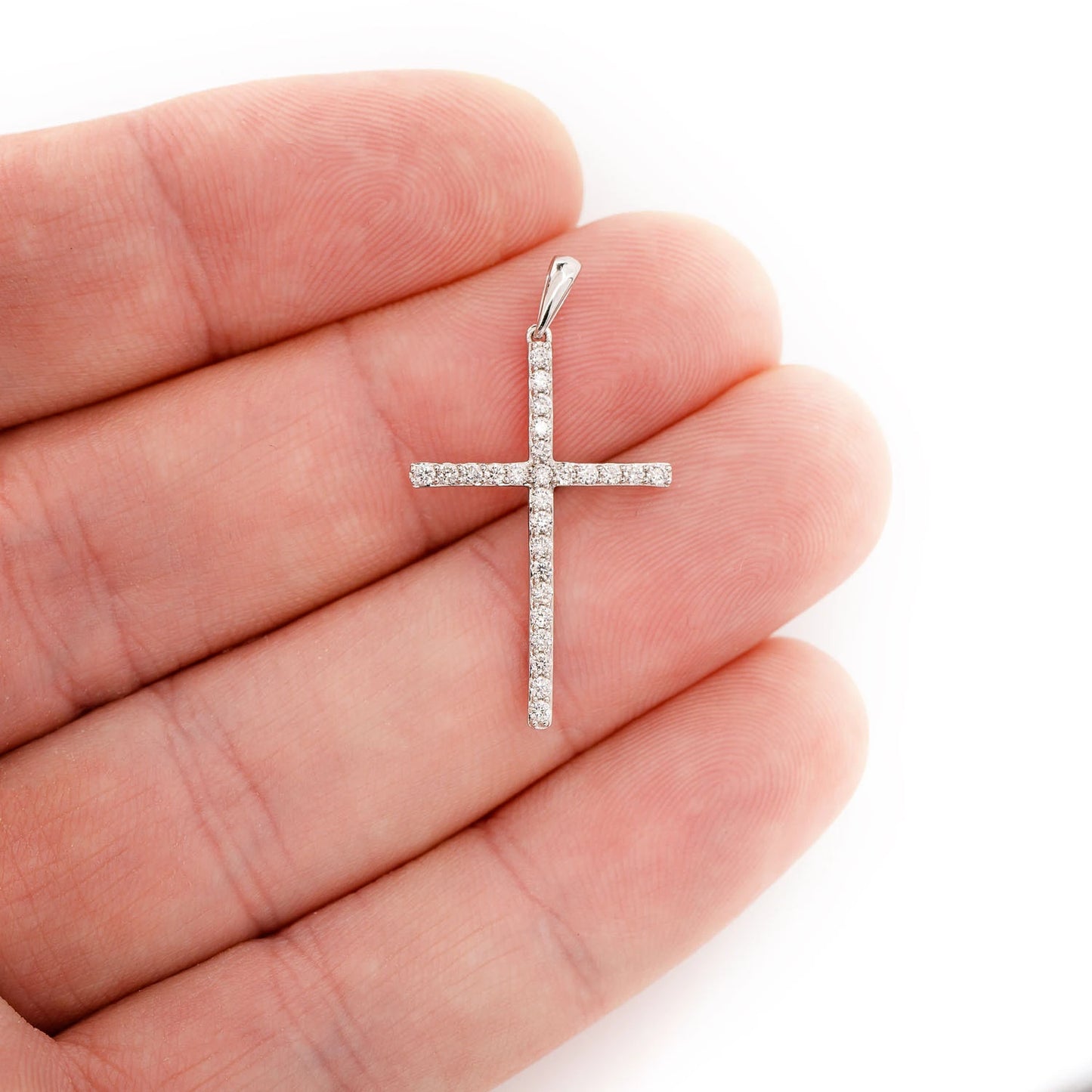 Minimalist Long Diamond Cross Pendant