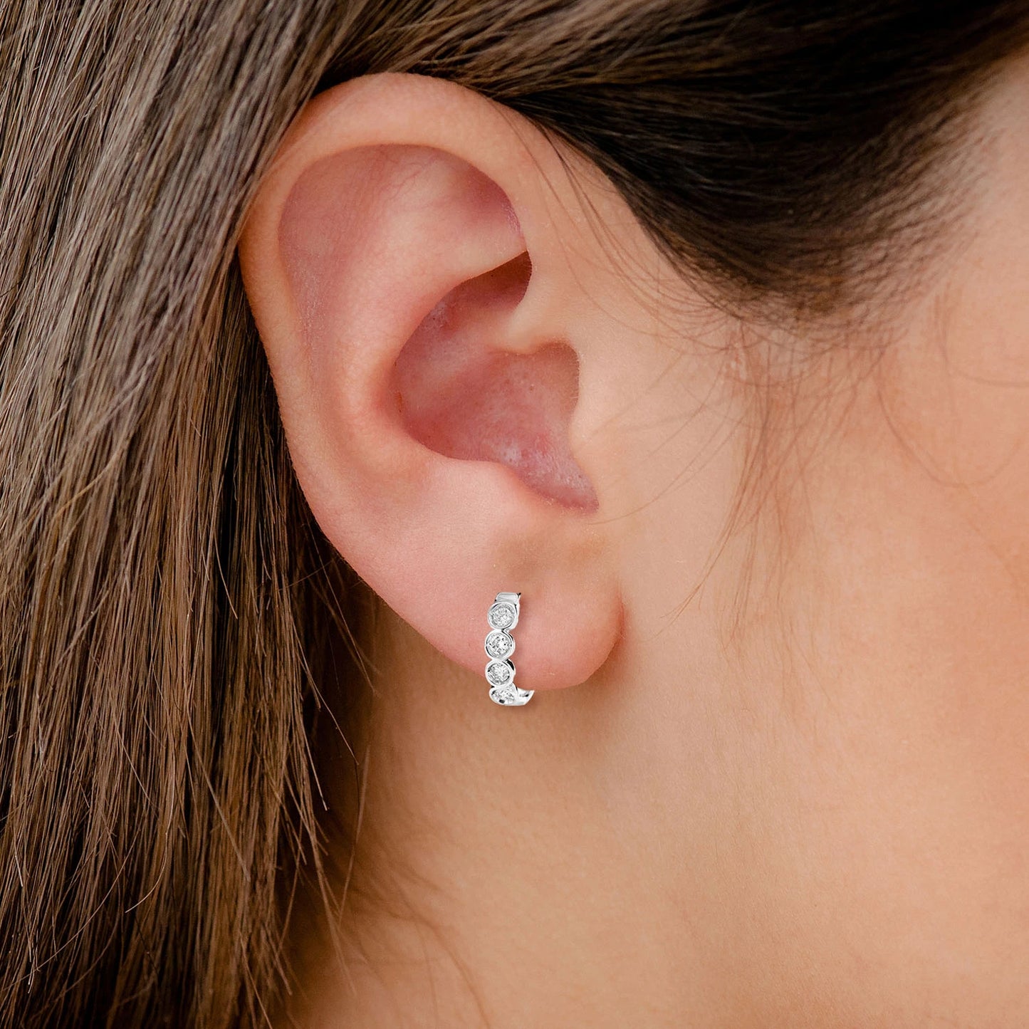 Diamond Solitaire Bezel Hoop Earrings