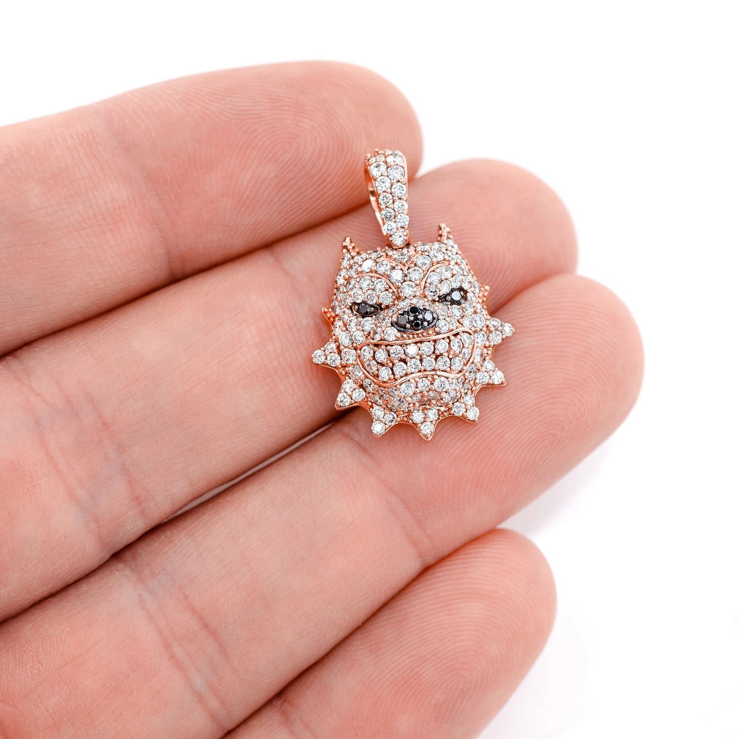 Pitbull Diamond Pendant in 14K rose gold, Signature | 1.25ctw, angled view