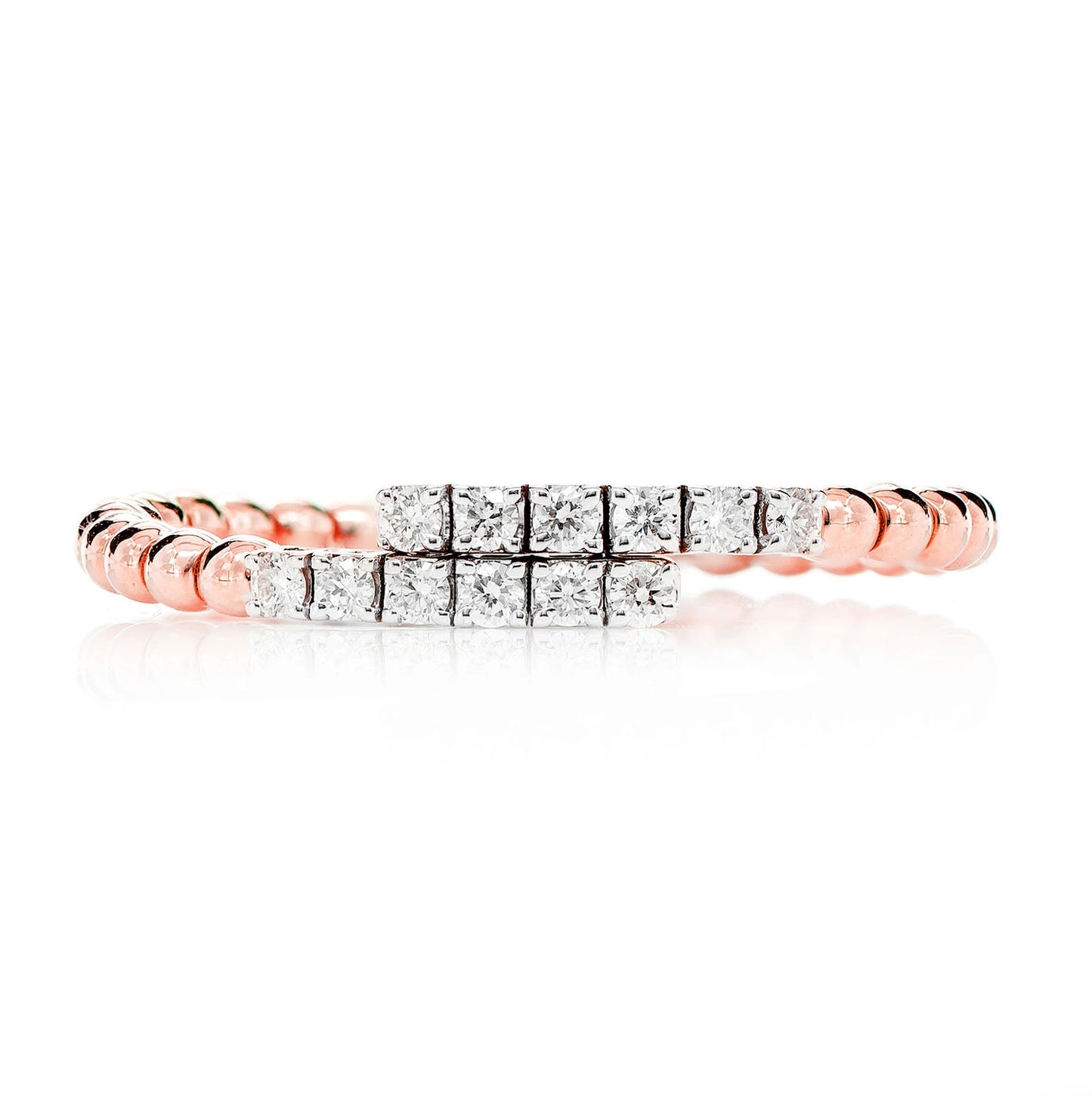 Beaded Bypass Diamond Flex Band in 14K rose gold, front view