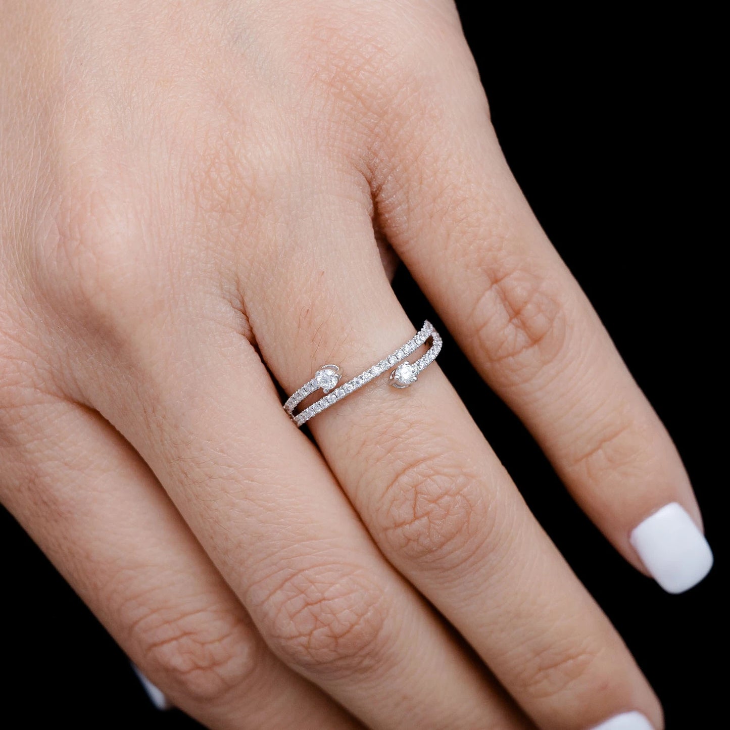 Three row Split Band Diamond Ring